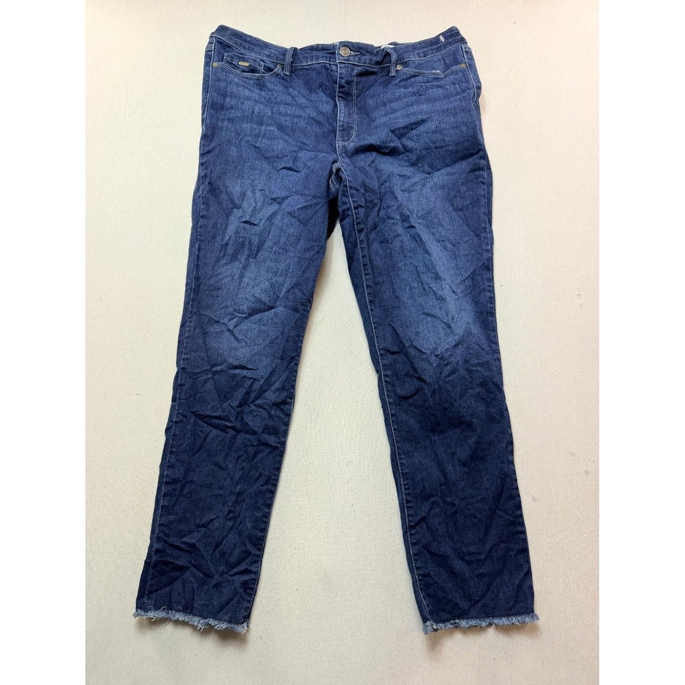 Nine West Gramercy Crop Jeans Womens 14 Dark Blue Good Raw Hem Straight